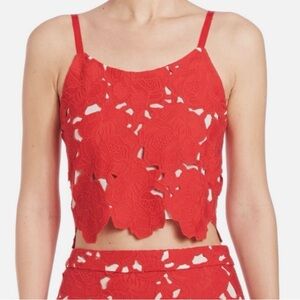 Alice + Olivia red lace crop top tank